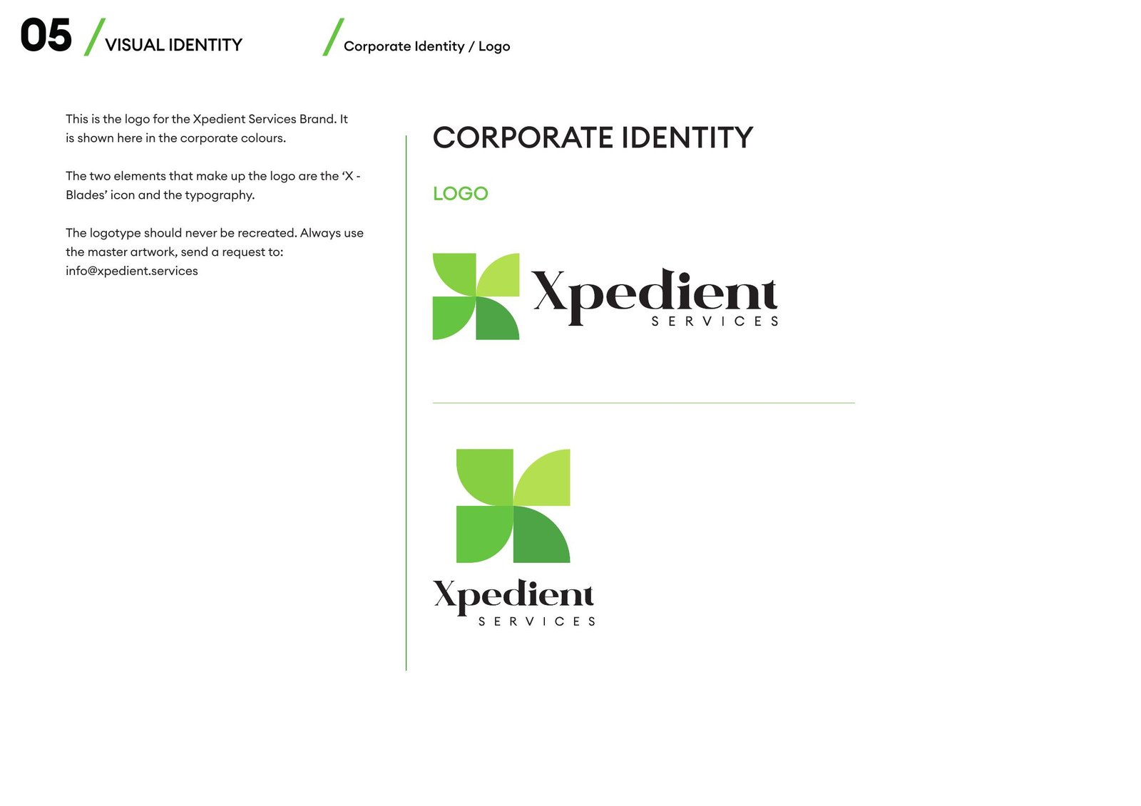 Xpedient logo construction and clear space guide